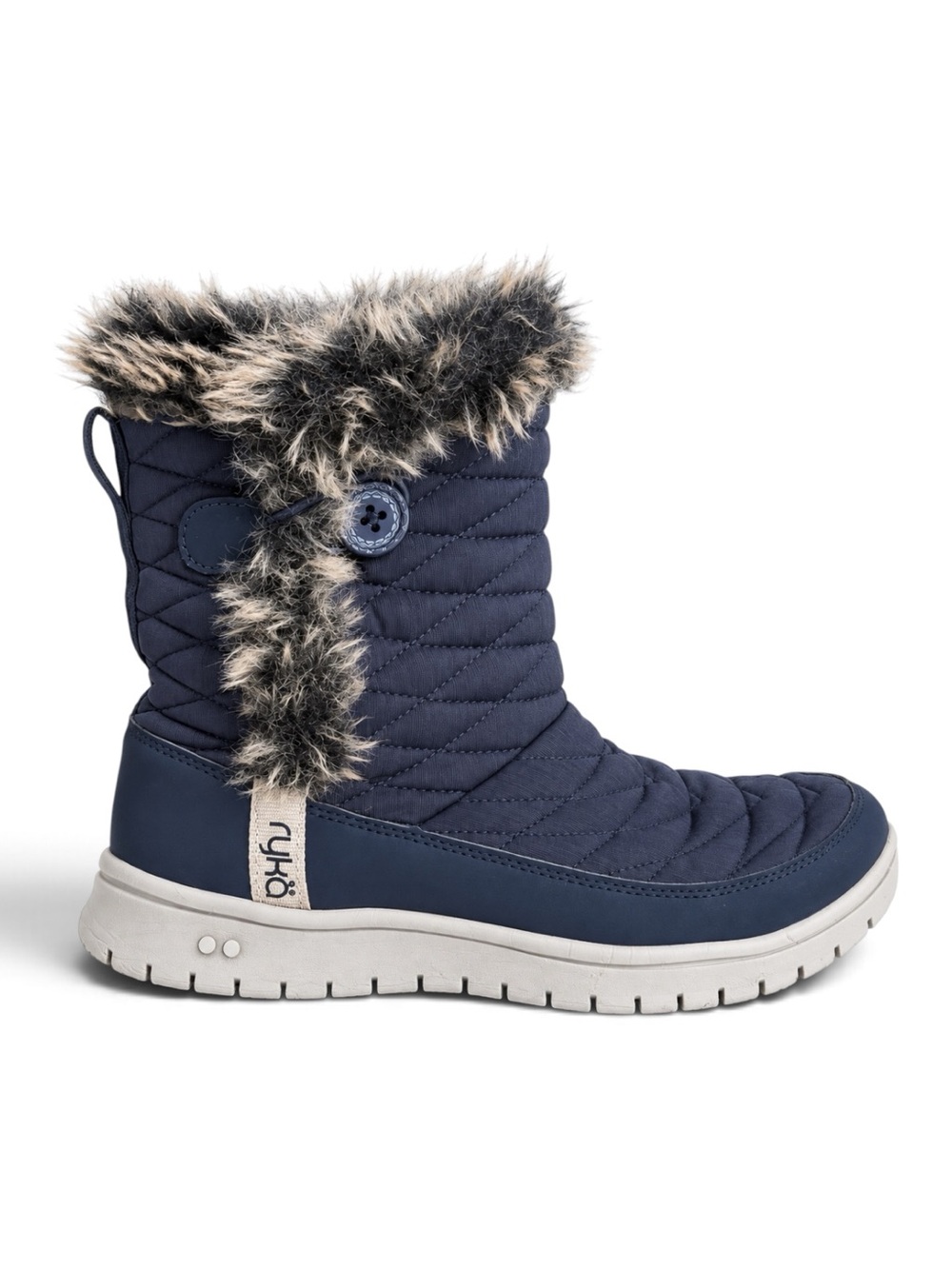 Ryka Shiver Quilted Faux Fur Winter Boots Navy Blue 6.5M
